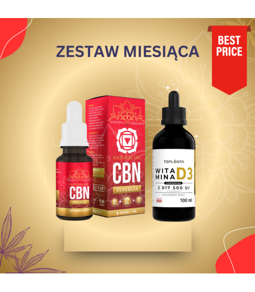 Zestaw 2 produktów: Olejek Synergia CBN 5% CBD 3% CBG 3% + Witamina D3