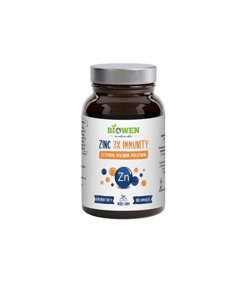 Zinc 3X Immunity Cynk Complex+ Biowen - 100 kapsułek Suplement Diety