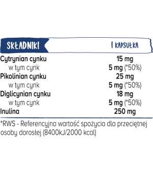 Zinc 3X Immunity Cynk Complex+ Biowen - 100 kapsułek Suplement Diety
