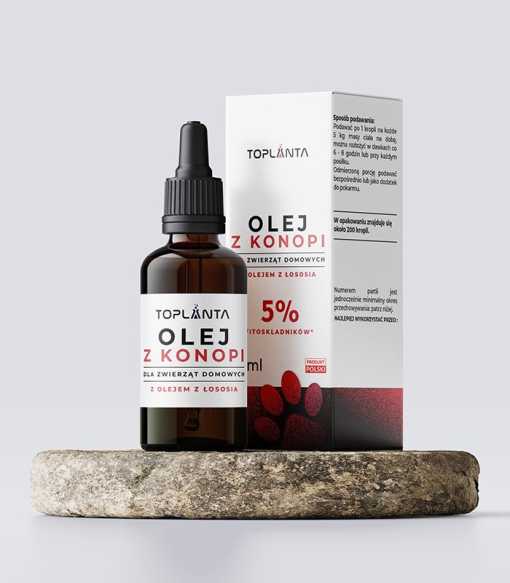 Olejek konopny dla zwierząt domowych z olejem z łososia 5 % CBD 10ml